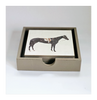 4 Contemporary Design Wooden Art Tiles / Coasters in a wooden Coaster box