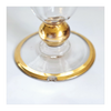 Vintage 1930's Art Deco set of 6 Red Wine Glasses with Gold Bands on Stem, Rank and Foot