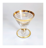 Vintage 1930's Art Deco set of 6 Red Wine Glasses with Gold Bands on Stem, Rank and Foot