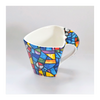 Beautiful Vintage Art Trencadis S.L. Barcelona Glazed Ceramic Gaudi Mosaic pattern Cup and Saucer