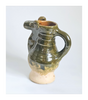 Rare Hand Made Earthenware Glazed Ceramic Creamer / Milk Jug with Nuzzle in Shape of a Ram's Head