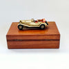 Rare Vintage Lesney 1928 Mercedes Benz Model Car Mounted on Wooden Cigarette Box