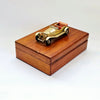 Rare Vintage Lesney 1928 Mercedes Benz Model Car Mounted on Wooden Cigarette Box