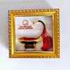 Framed Miniature Replica of Traditional Burmese Arched Golden Harp called a "Saung" from Myanmar