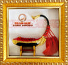 Framed Miniature Replica of Traditional Burmese Arched Golden Harp called a "Saung" from Myanmar