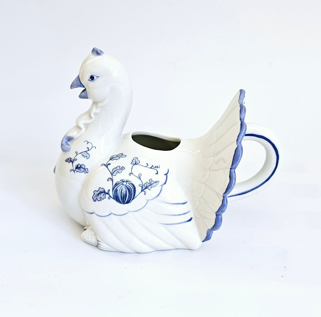Vintage 1980's Franklin Mint Country Friends by Hallie Greer Ceramic Turkey Creamer / Milk Jug in Delft Blue and White Style (Copy) (Copy) (Copy)