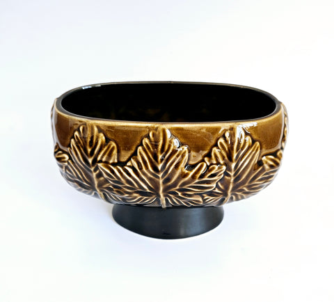 Vintage 1950's Hand Painted Glazed Brown SylvaC Sycamore Leaf posy Vase / Planter series 4207