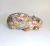 Rare Vintage 1970's Chinese Porcelain Hand-Painted Sleeping Cat Figurine