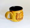 Vintage Set of Four Ceramic Earthenware Hand-Made Pottery Mugs Featuring a 3D Design of an Elephant