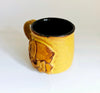 Vintage Set of Four Ceramic Earthenware Hand-Made Pottery Mugs Featuring a 3D Design of an Elephant