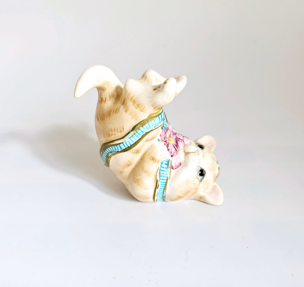 Vintage 1980's Fitz & Floyd Essentials "Kitten Kaboodle" Hand-Painted Ceramic Cat Figurine