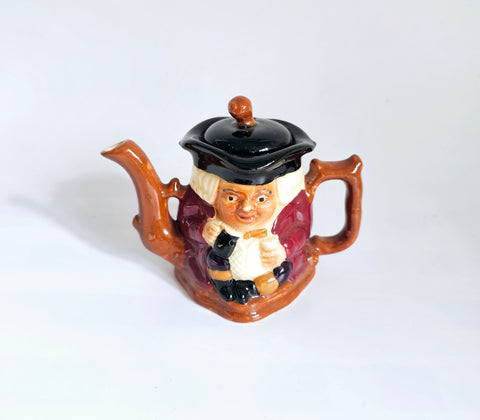 Vintage 1930's Majolica Ceramic Crown Devon Toby Jug Teapot