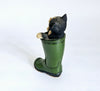 Vintage 1970's Leonardo Collection Kitten in Green Wellington Boot Figurine