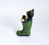 Vintage 1970's Leonardo Collection Kitten in Green Wellington Boot Figurine