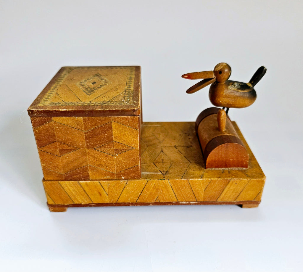 Rare Vintage 1940's Wooden Mechanical Novelty Cigarette Box Dispenser