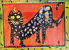 Rare Vintage Giclee Print of an Original Folklore-art Inspired Painting of a Black cat by an Artist Named Sid Ray Gayle