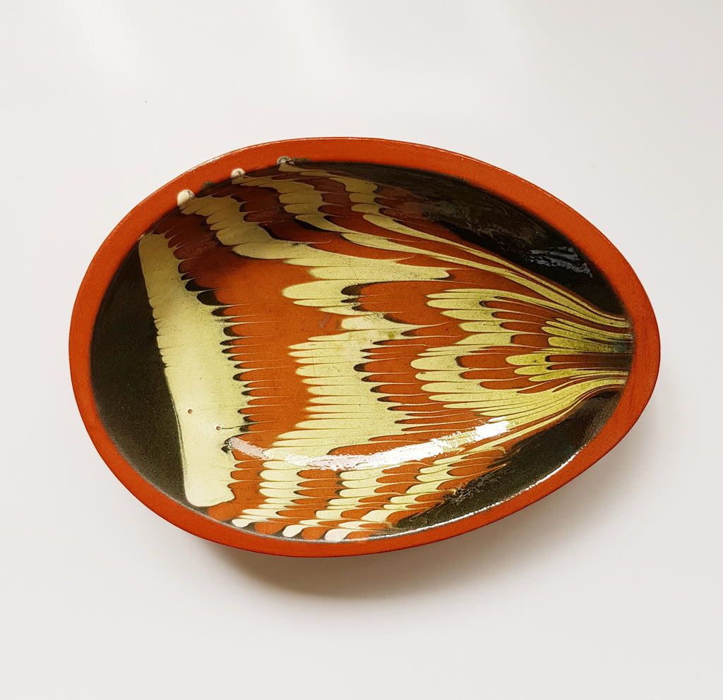 A beautiful Terracotta Studio Art Pottery Dish Signed by the Artist