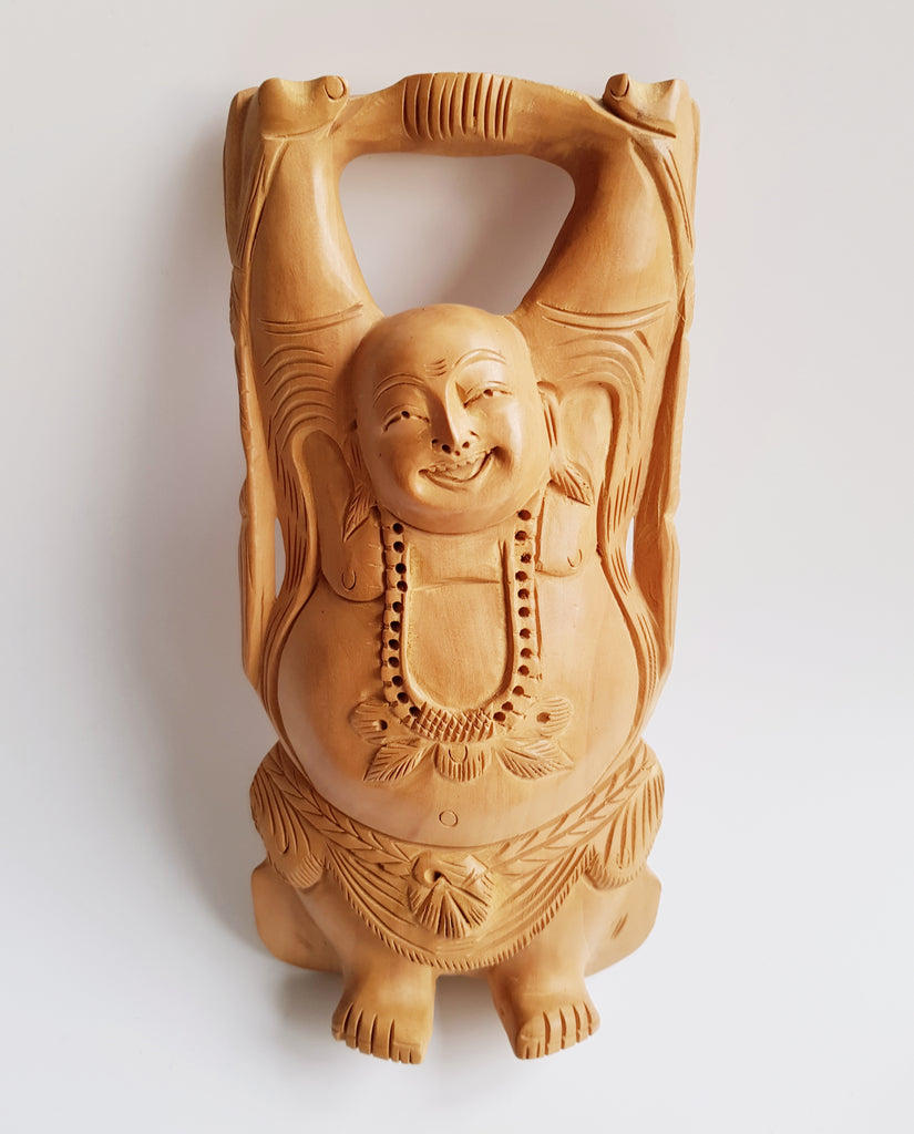 Antique Hand Carved Sandalwood Laughing Buddha