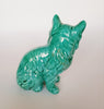 Vintage 1970's Kitsch Anglia Glazed Ceramic Studio Art Pottery Turquoise Cat Figurine / Statue