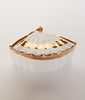 Fan Shaped Porcelain Trinket Box / Pillbox with Gold Trimming, made in Italy