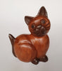 Vintage Solid Wood Hand Carved Cat Figurine