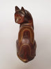 Vintage Hand Carved Wood & Brass Cat Statue from Jaipur, India