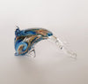 Signed Murano Glass Dolphin Sculpture in Clear Glass and Translucent Blue and Light Brown
