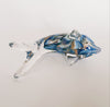 Signed Murano Glass Dolphin Sculpture in Clear Glass and Translucent Blue and Light Brown