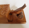 Rare Vintage Wooden Novelty Cigarette Box / Dispenser with a bird mechanism that Collects a Cigarette from the Box - Germany, Hand Made 1960's
