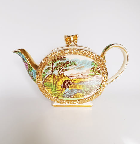 1940's Sadler 'The Old Mill' Teapot, Barrel Shape