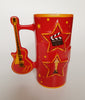 Madame Tussauds Collectable - Large Long Coffee Mug Guitar Handle Red Yellow