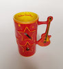 Madame Tussauds Collectable - Large Long Coffee Mug Guitar Handle Red Yellow
