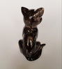 Rare Vintage Studio Art Pottery Glazed Ceramic cat Figurine Signed by the Artist R.F.O.S.
