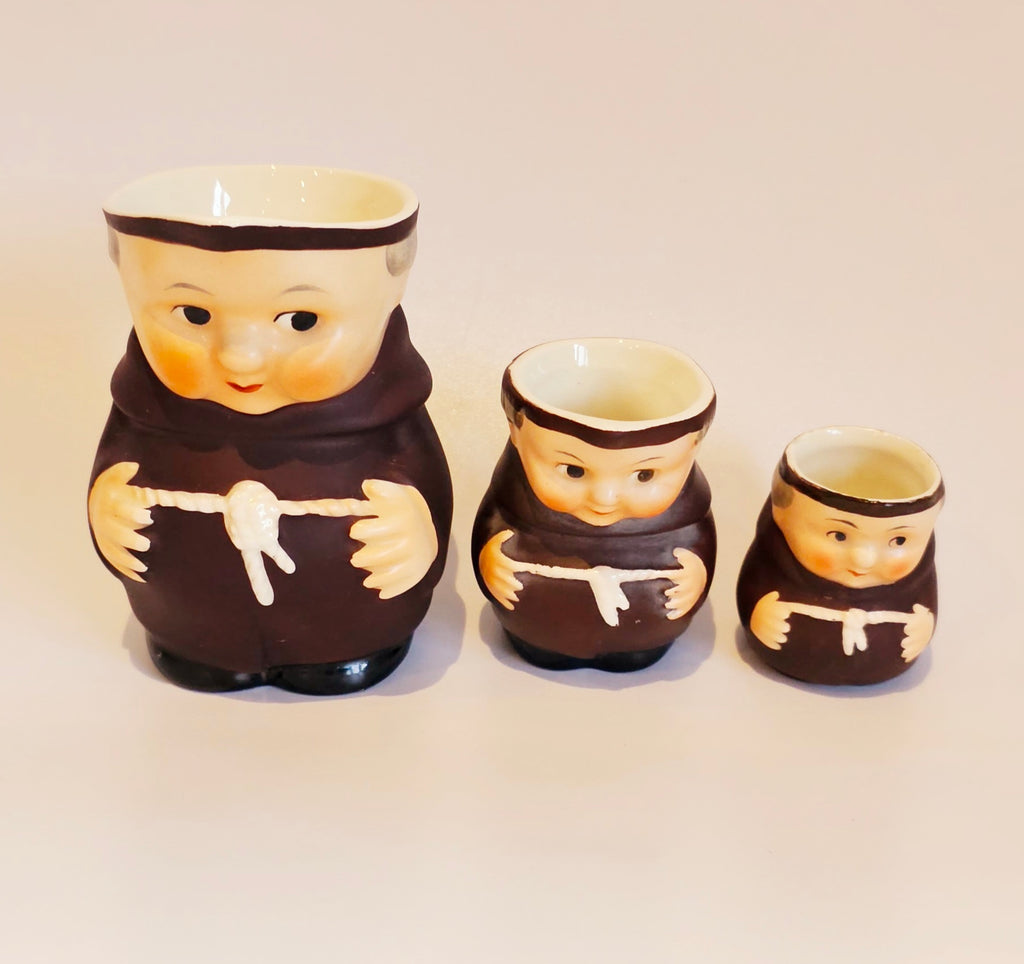 Vintage 1950's Goebel Hummel Ceramic Pottery Friar Tuck Monks Figurine Sauce Jugs