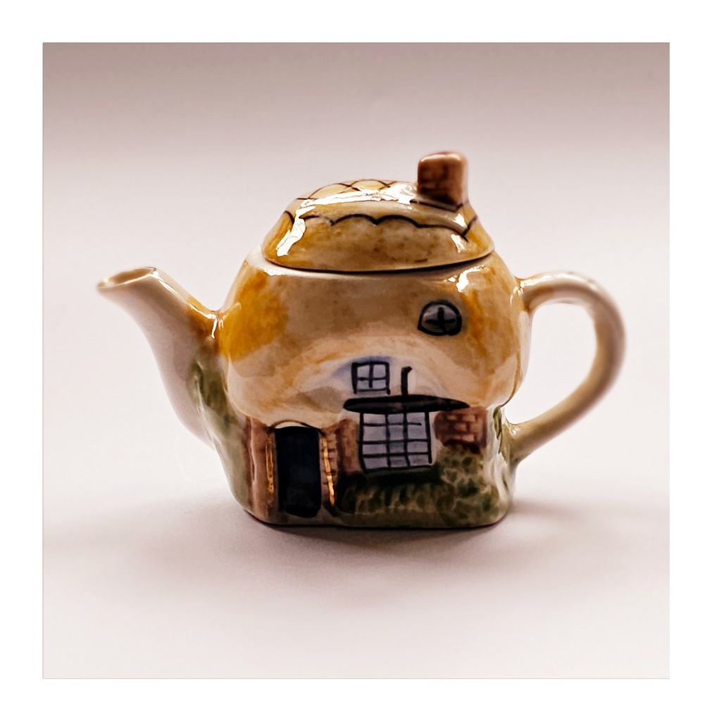 Glazed Ceramic Studio Pottery Cottage Shaped Mini Teapot
