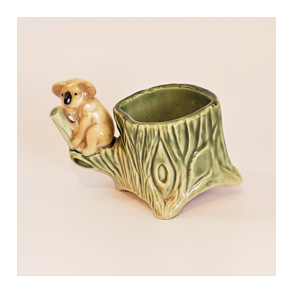 Rare Vintage 1950's Wade Match Holder - Shaped like a Tree Stump with a Koala Bear Sitting on a Branch