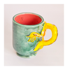 Rare Fine Art Studio Pottery Glazed Ceramic Novelty Mug with a 3 D Crested Gecko and its Tail as Handle