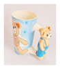 Rare vintage 1980's Glazed Ceramic HOFF Interieur Teddy Bear Mug with a 3D Teddy Bear handle
