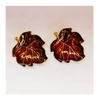 Vintage 1960's Carlton Ware Two Hand Painted Lustre Rouge Royale Leaf Dishes