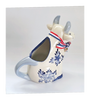 Vintage Dutch Delft Blue Hand Painted Ceramic Sitting Cow Creamer with Ribbon and Cow Bell