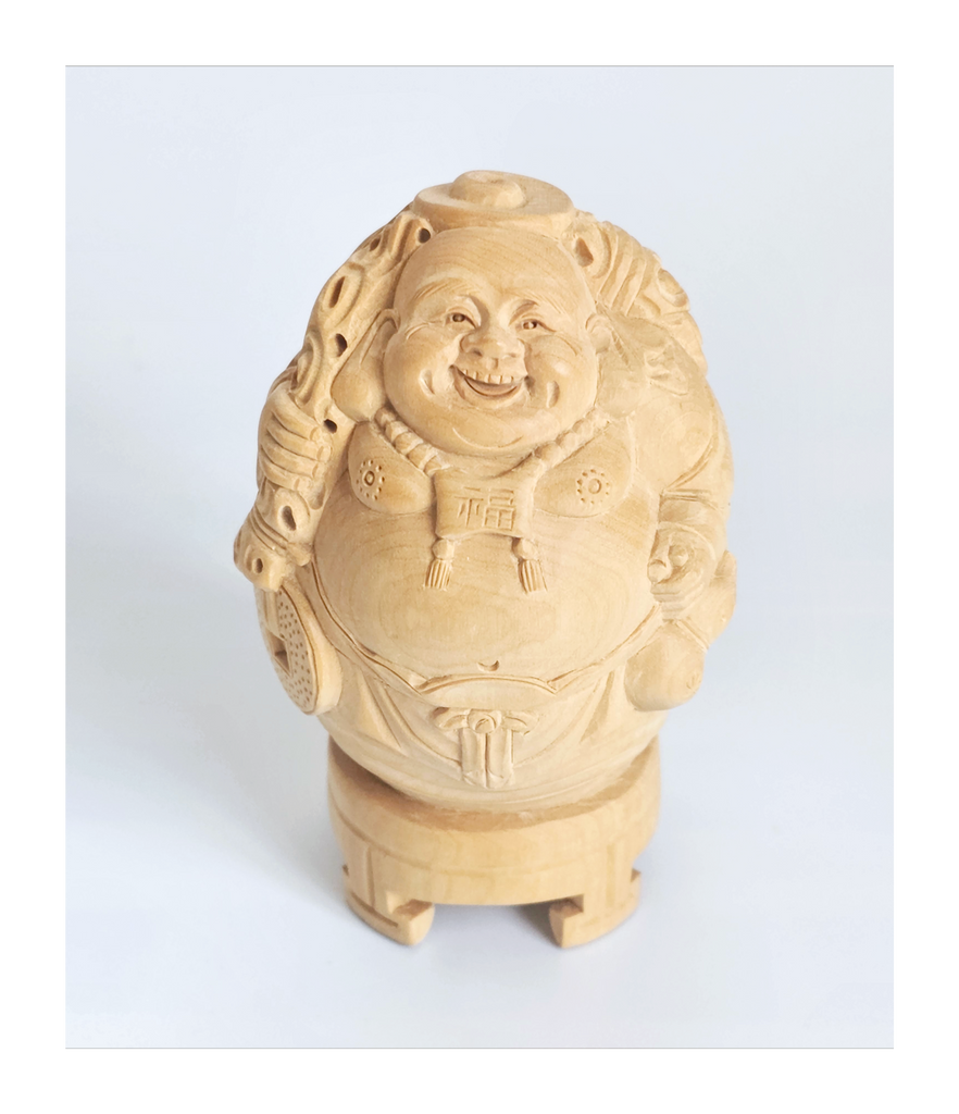 Antique Hand Carved Sandalwood Laughing Buddha