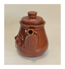 Vintage 1980's Brown Glazed Ceramic Novelty Teapot with Happy / Smiley Face