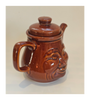 Vintage 1980's Brown Glazed Ceramic Novelty Teapot with Happy / Smiley Face