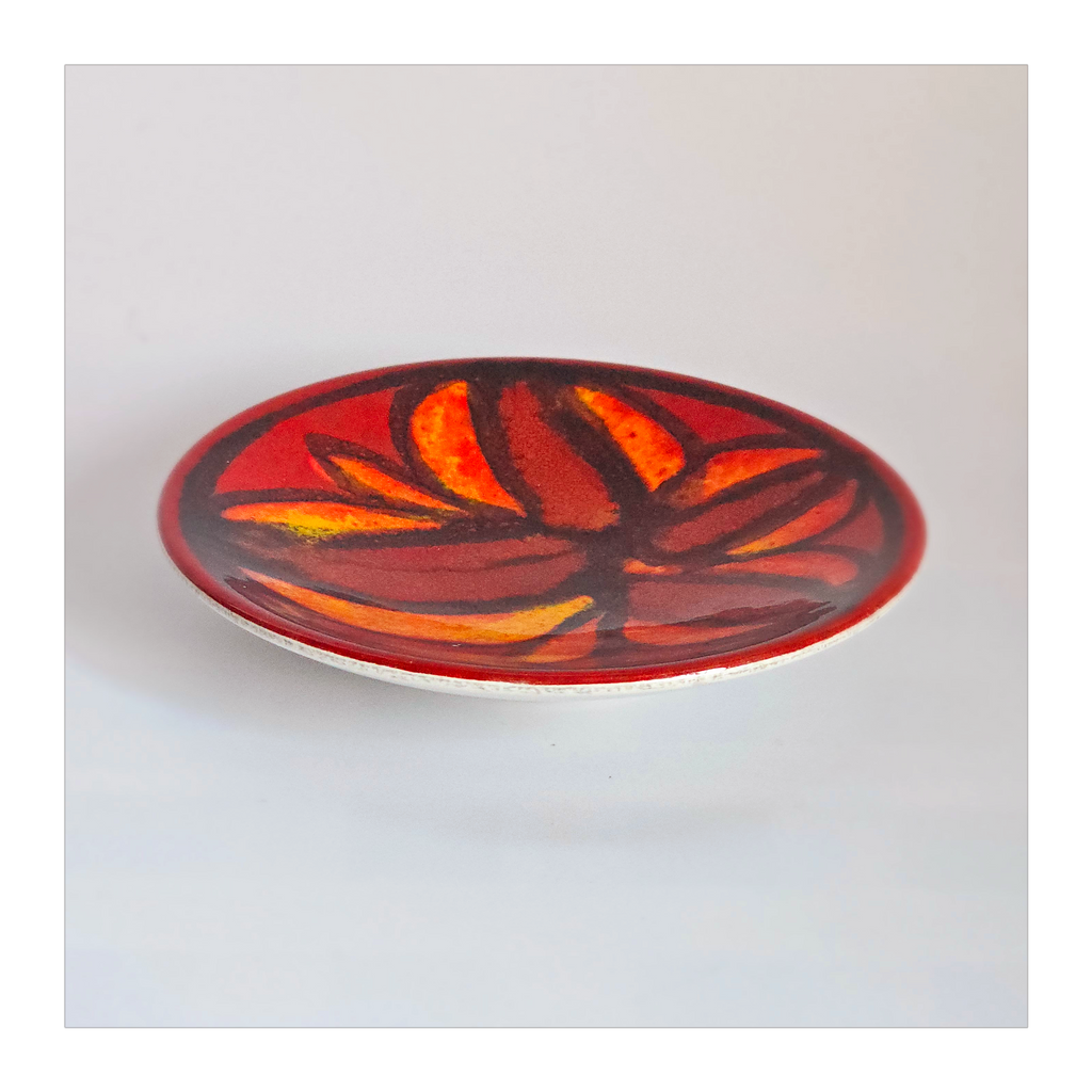 Rare Vintage 1950's Hand painted Studio Pottery Pin Dish by Poole Pottery in Delphis Pattern No. 49 Signed by the Artist