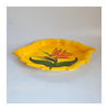 Beautiful Glazed Ceramic Leaf Shaped Dish with a large Bird of Paradise Pattern
