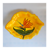 Beautiful Glazed Ceramic Leaf Shaped Dish with a large Bird of Paradise Pattern