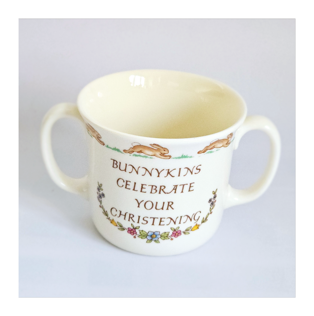 Vintage 1960's Royal Doulton Bunnykins Fine Bone China Baby Beaker "Bunnies Attending Christening Ceremony" Christening Present