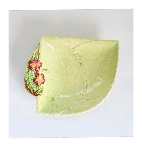 Rare Vintage 1940's Carlton Ware Australian Design Fan Shaped Floral Embossed Jam Dish / Trinket Dish