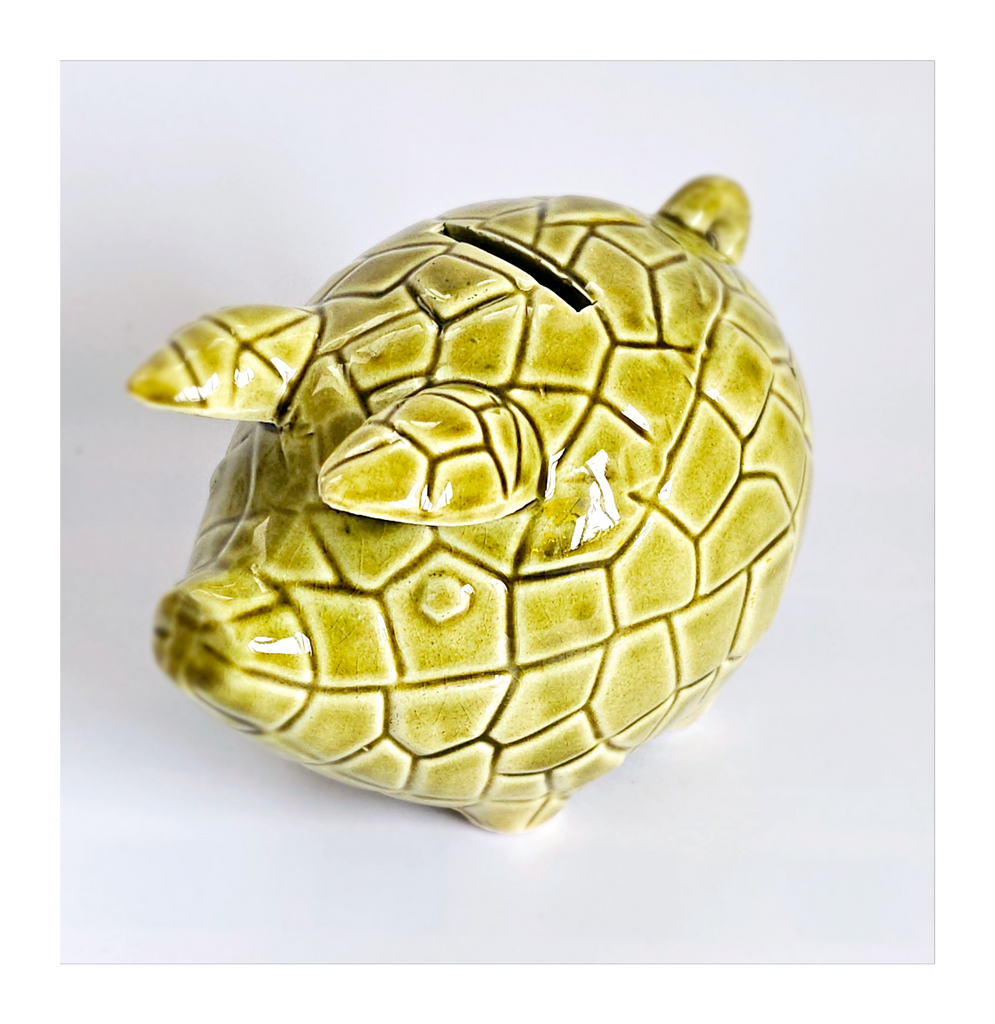 Vintage 1960's Glazed Ceramic Piggy Bank / Coin Bank
