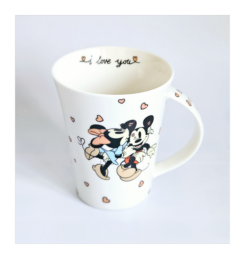 Rare Vintage Disney Mickey Mouse and Minnie Mouse "Kiss Me Mickey" Novelty Mug
